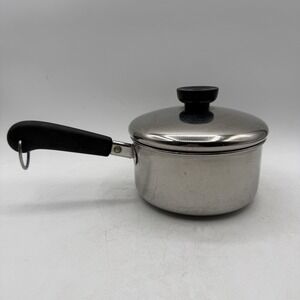 VTG Revere Ware 1 QT Stainless Steel Sauce Pan W/Lid Tri-Ply Disc Bottom 89-A